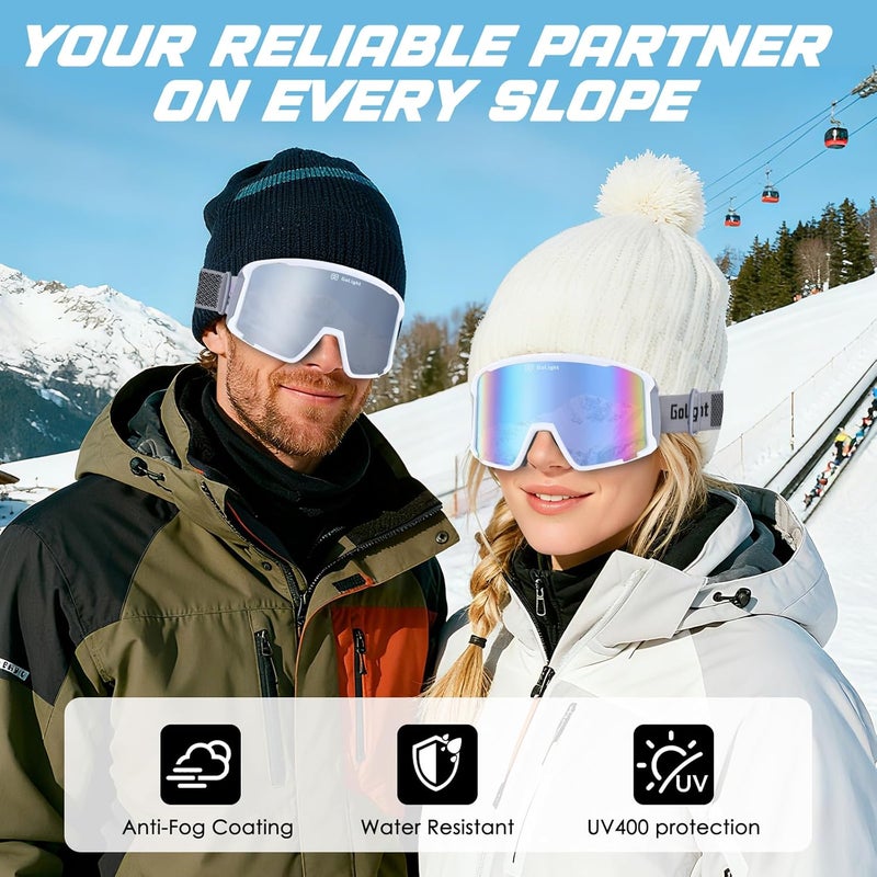 Golight OTG Ski Goggles – Hassle-Free Snow Goggles with Cylindrical REVO Lens, Anti-Fog Double Lens, UV400 & Comfortable Fit - Image 5